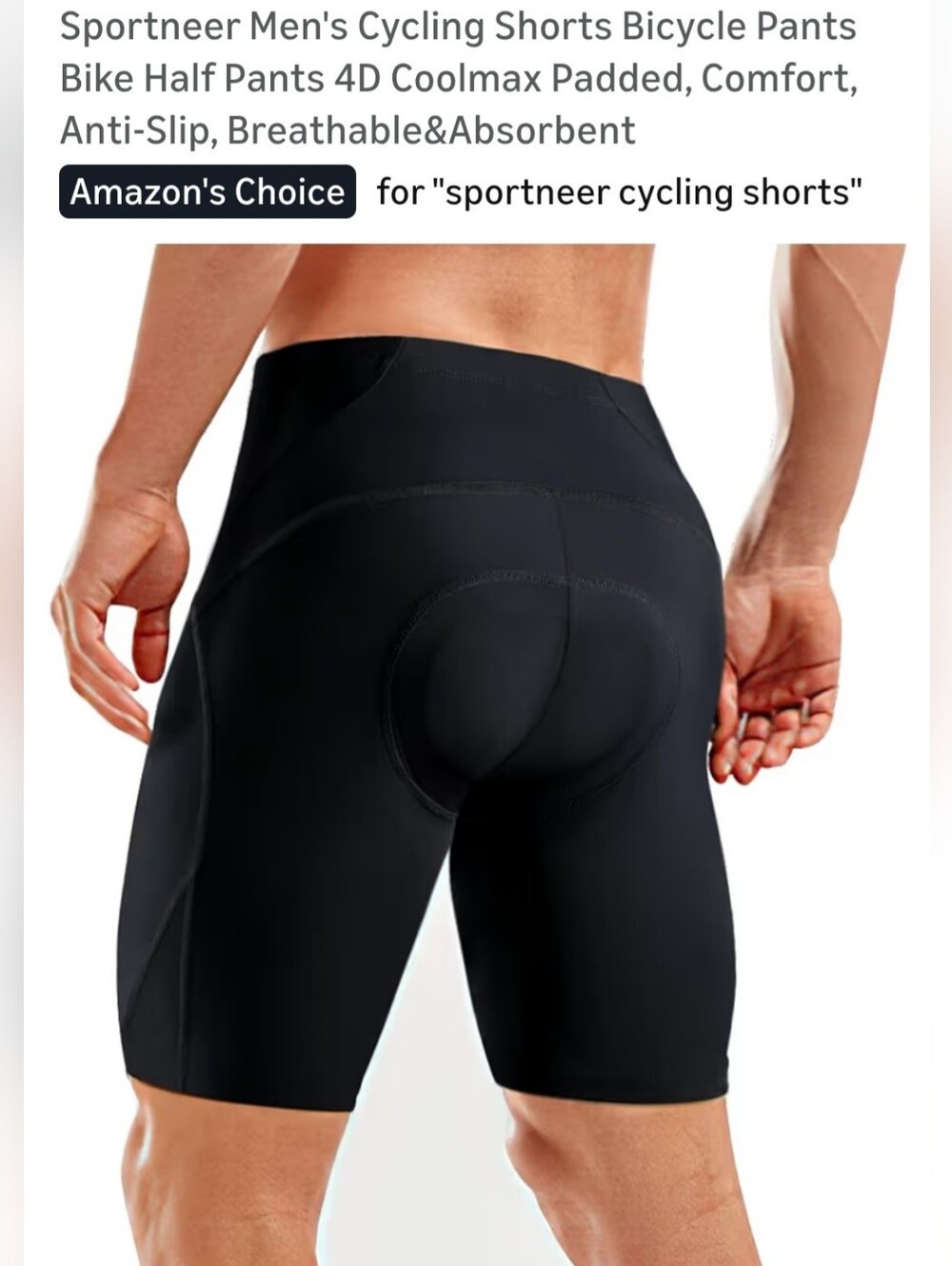 Men's Black Athletic Cycling Shorts with 4D Padded Seat